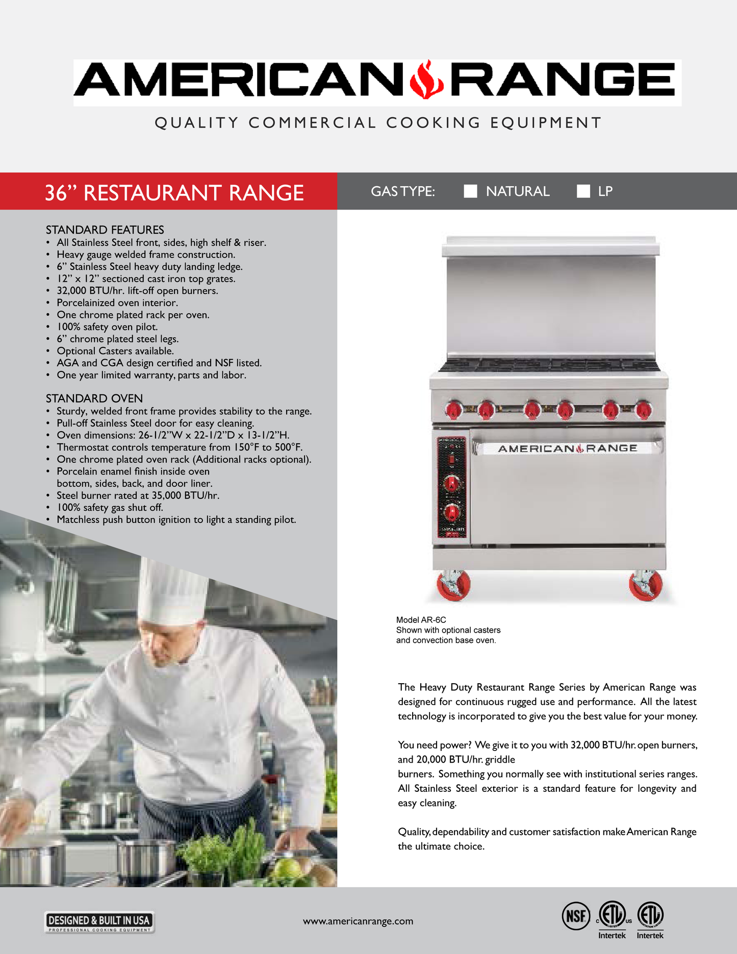 Gas Range 36"