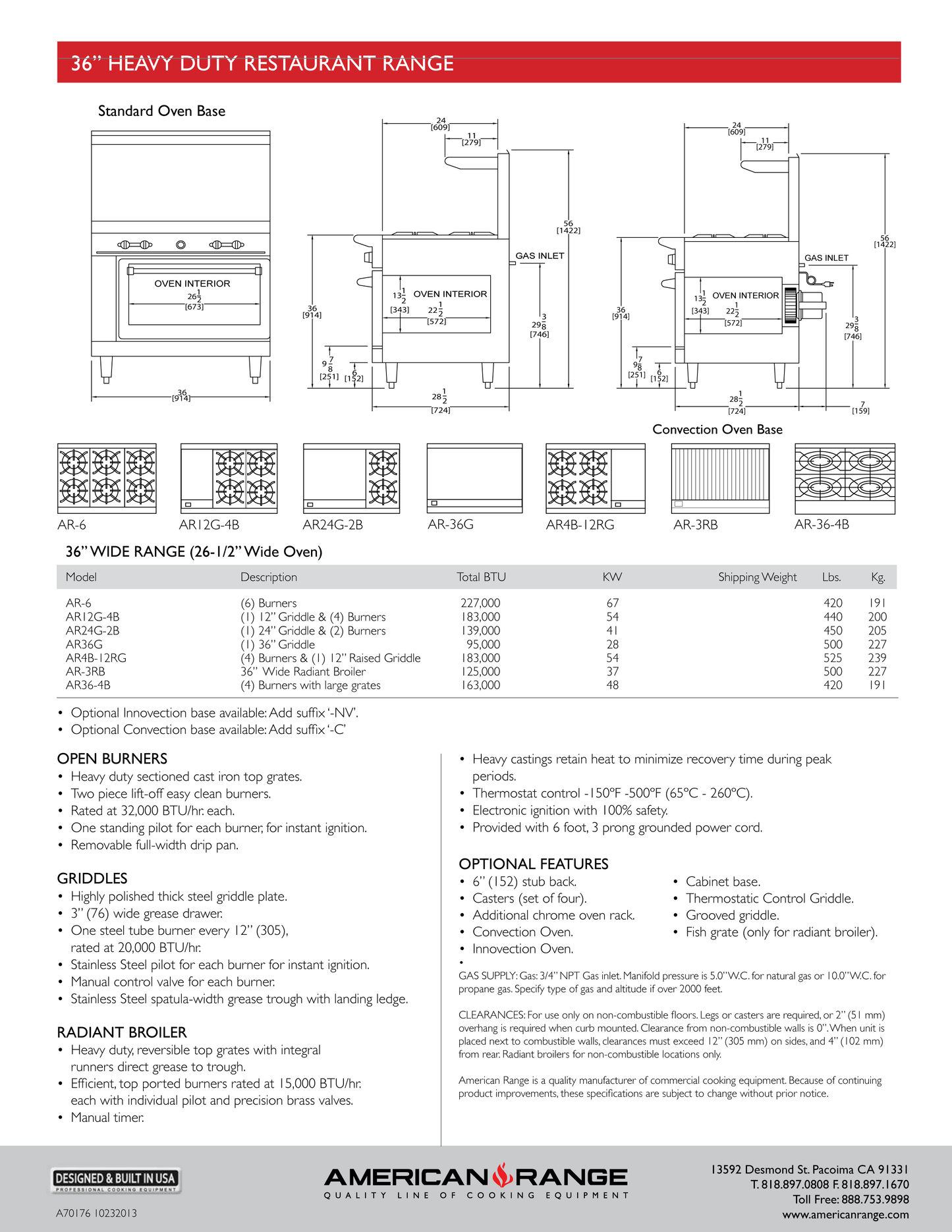 Gas Range 36"
