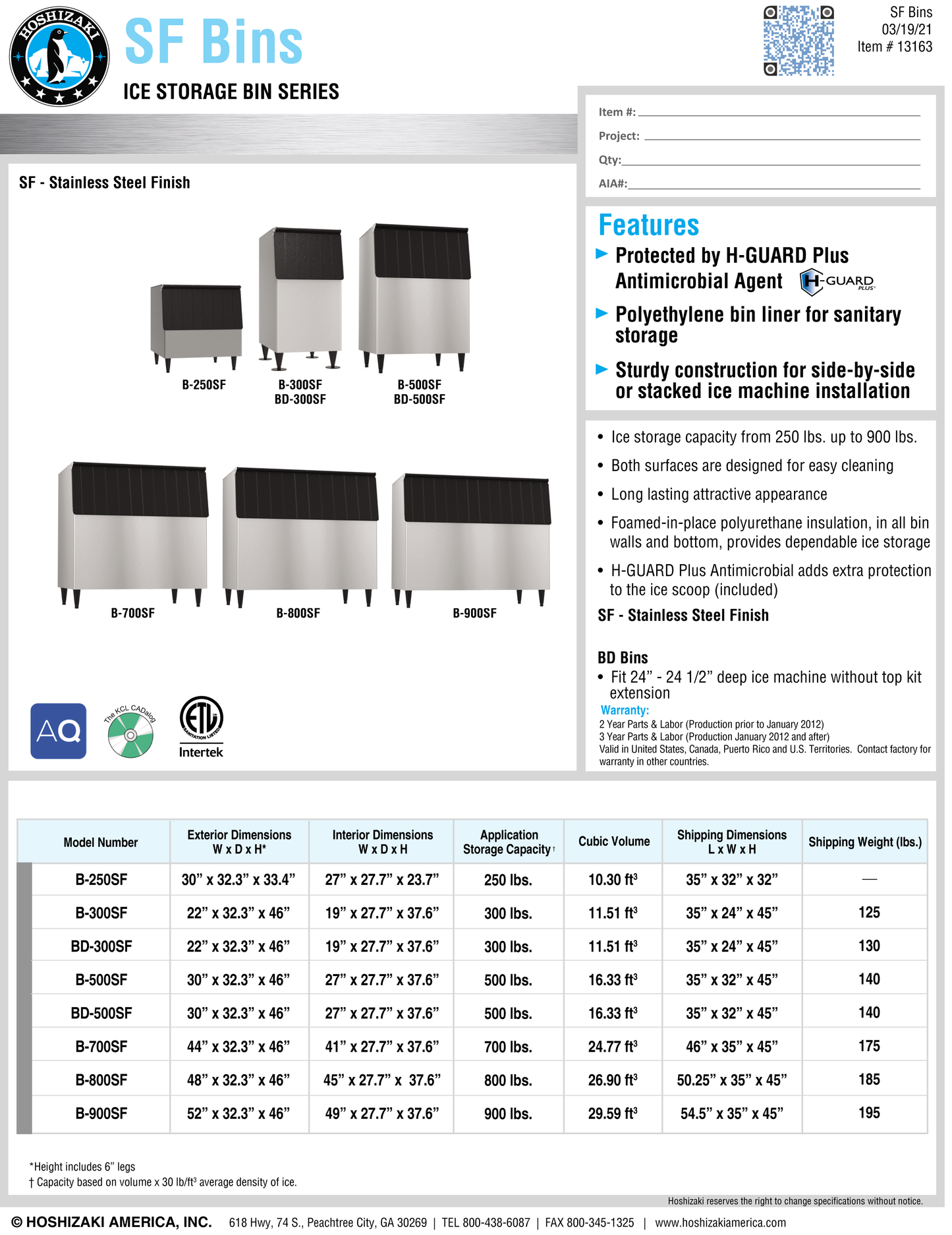 Ice Storage Bin