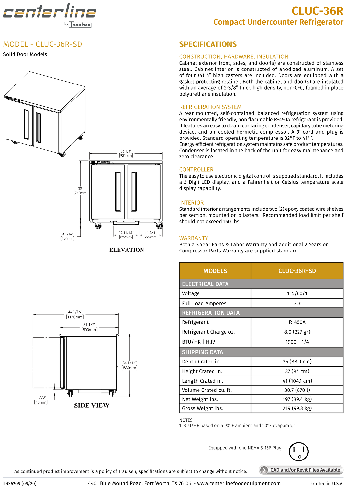 Undercounter Refrigerator 36"