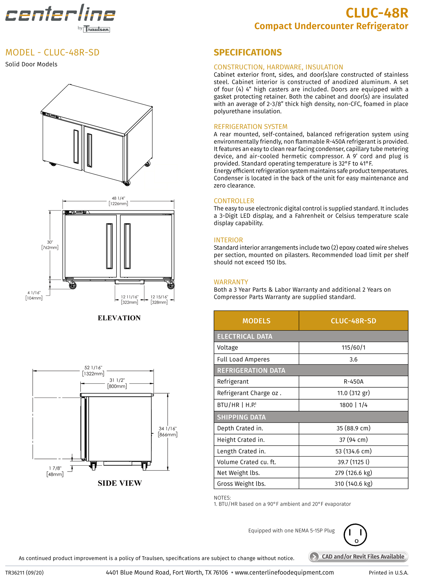 Undercounter Refrigerator 48"