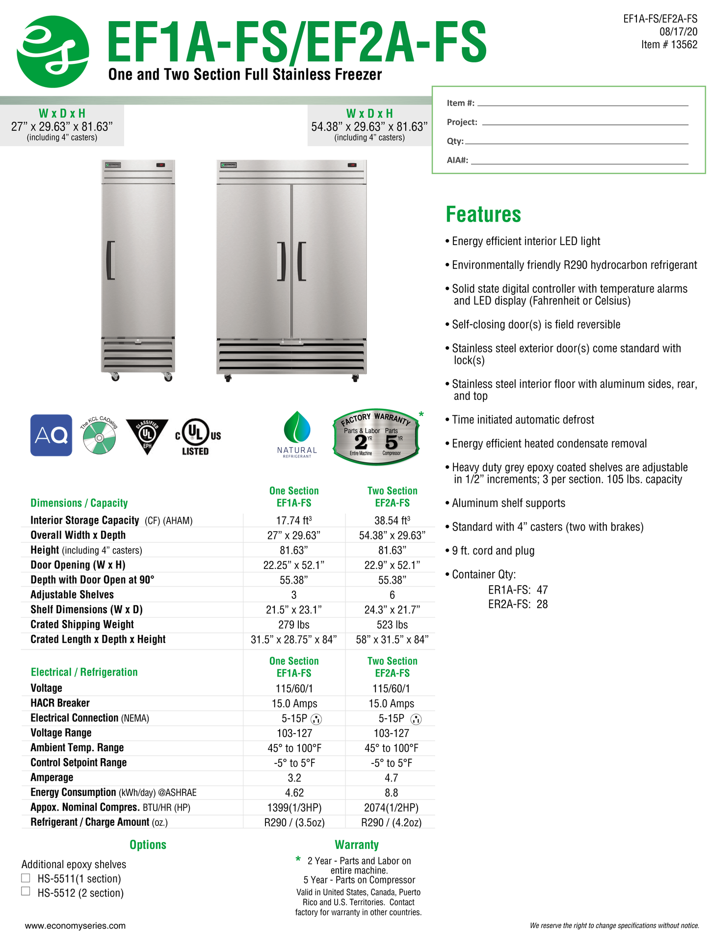 Reach-In Freezer 54.5"