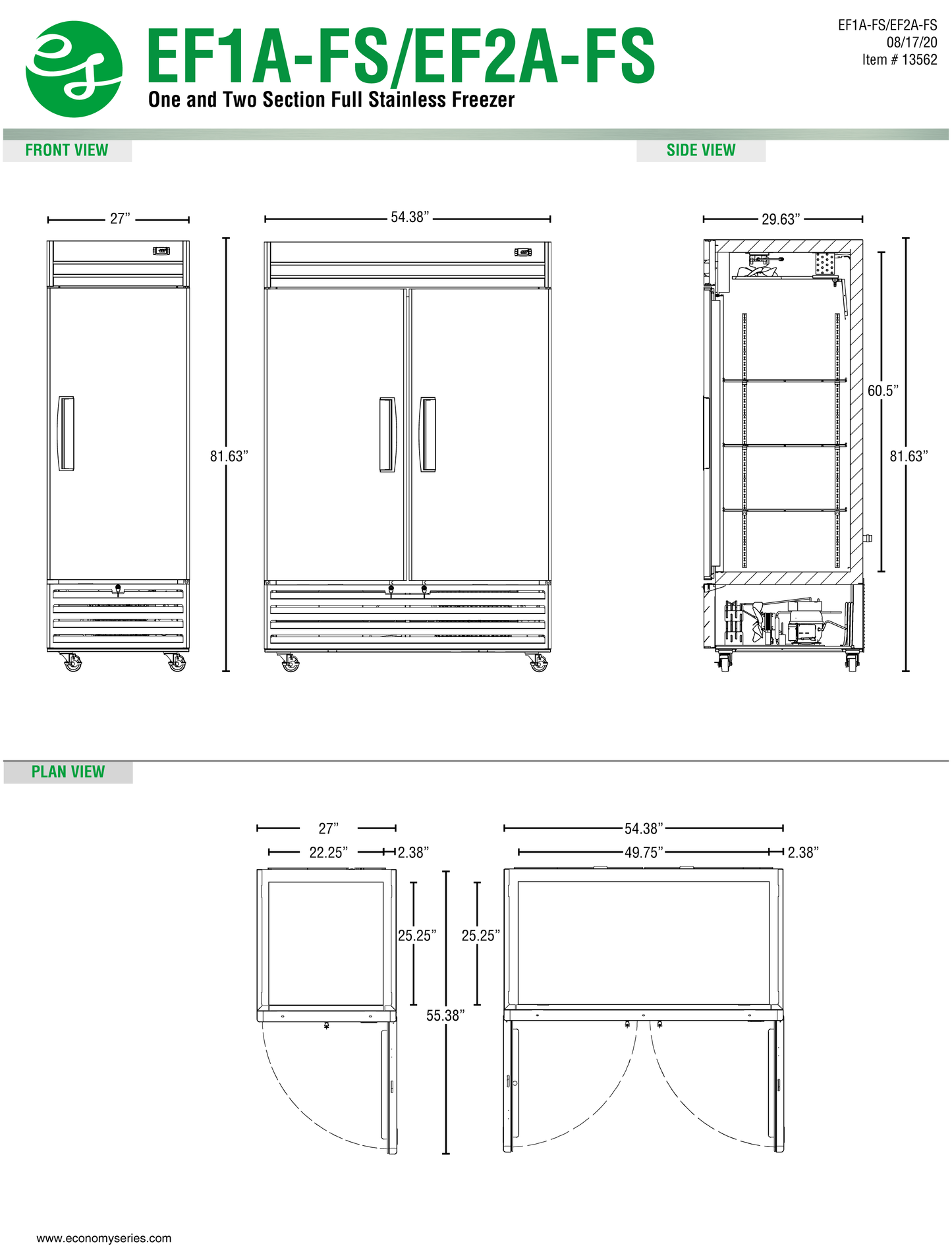 Reach-In Freezer 27"