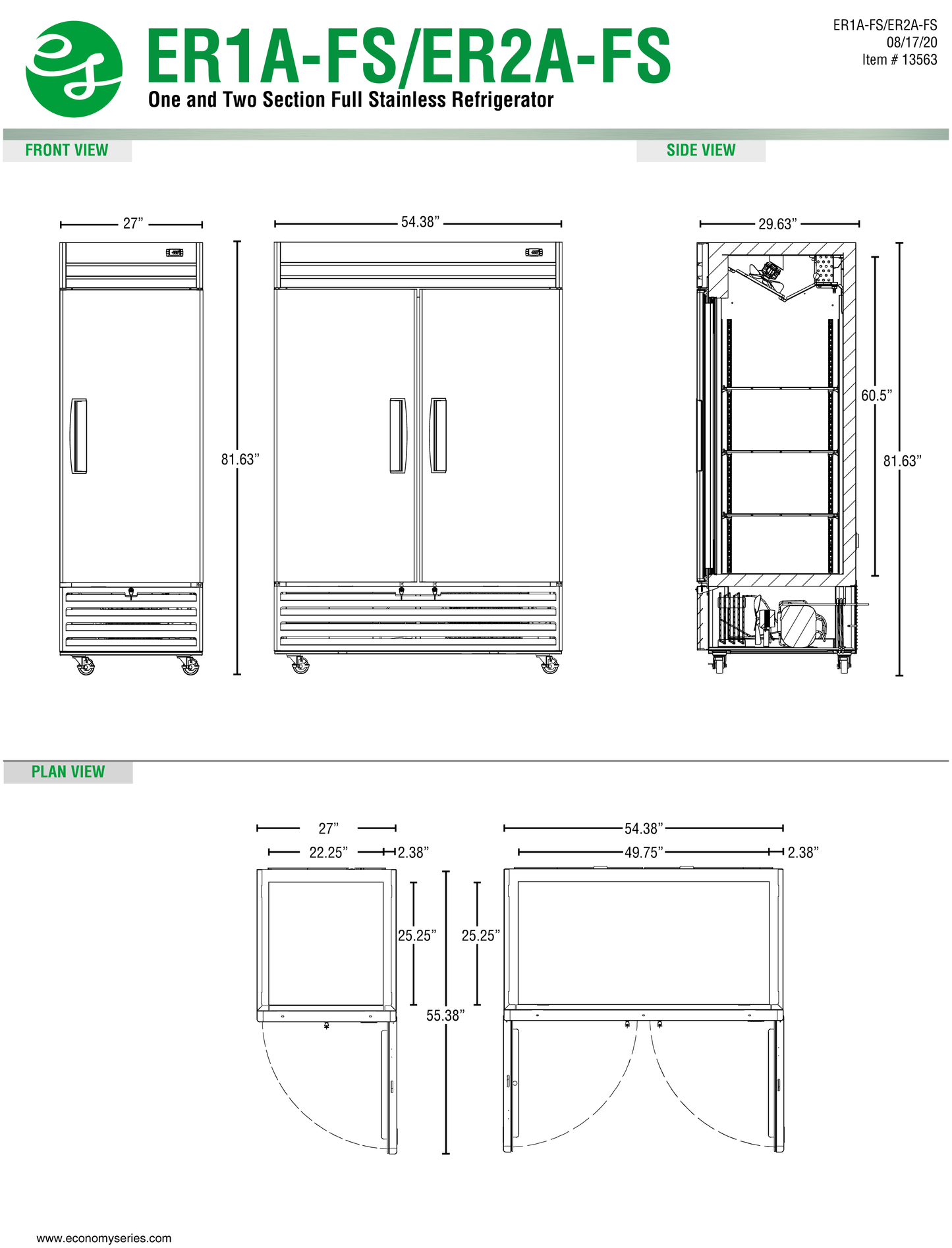 Reach-In Refrigerator 27.5"