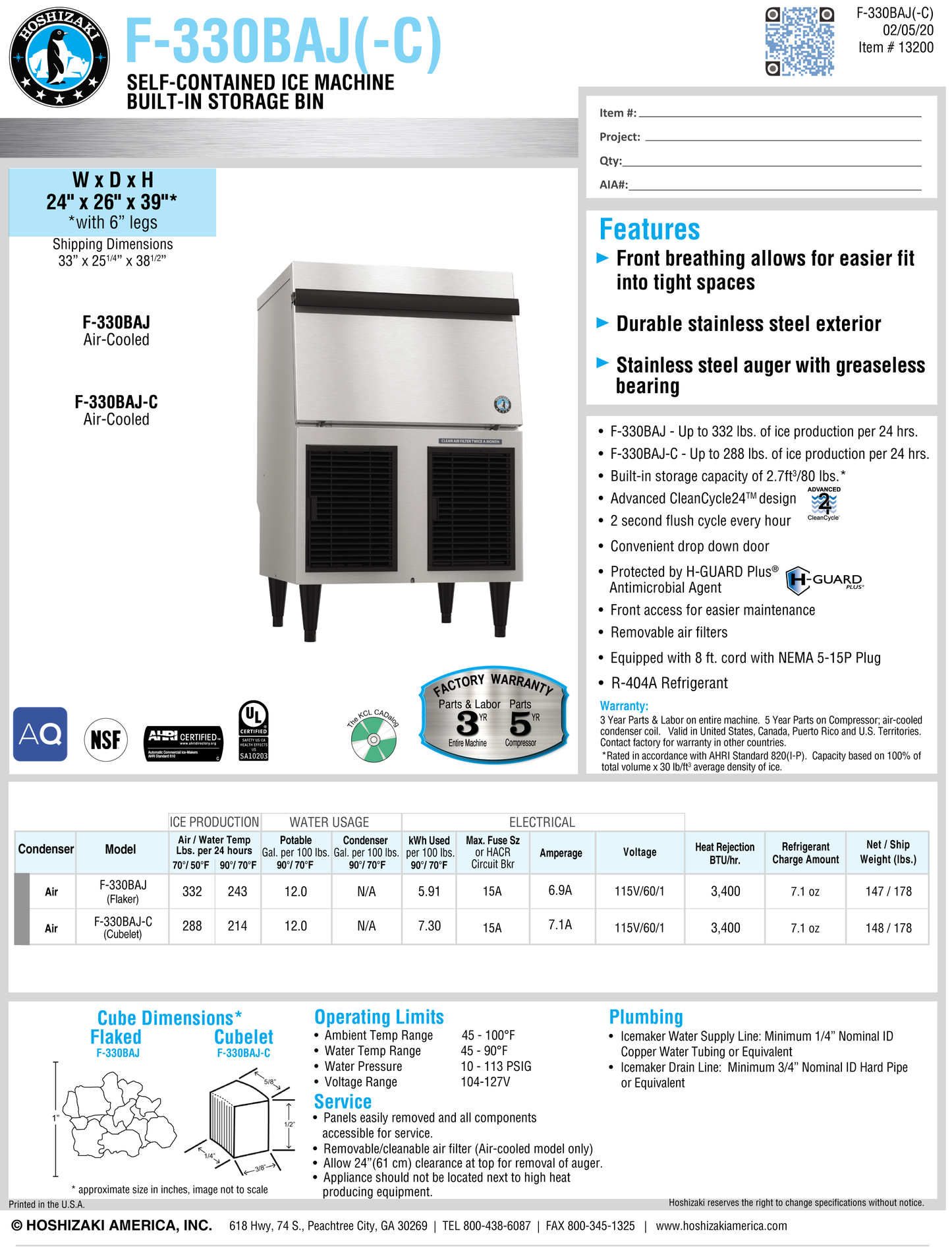 Ice Machine 330 lbs