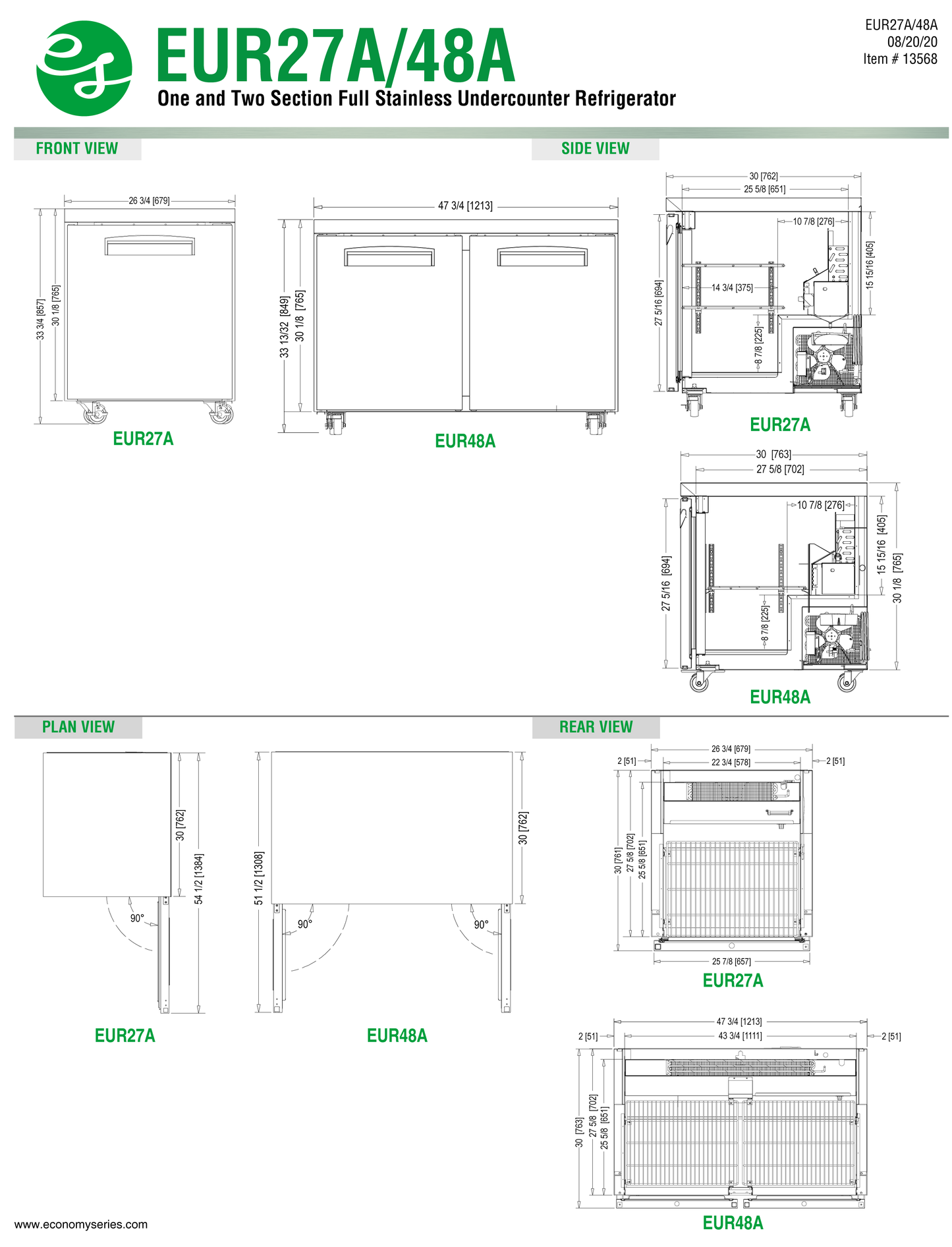 Undercounter Regrigeratro 27"