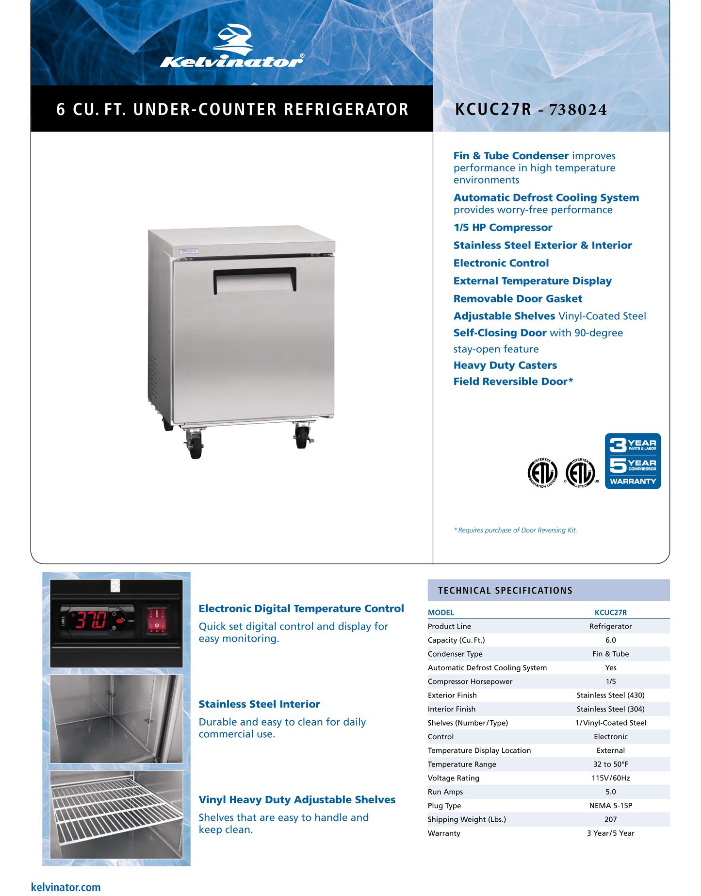 Undercounter Refrigerator 27"