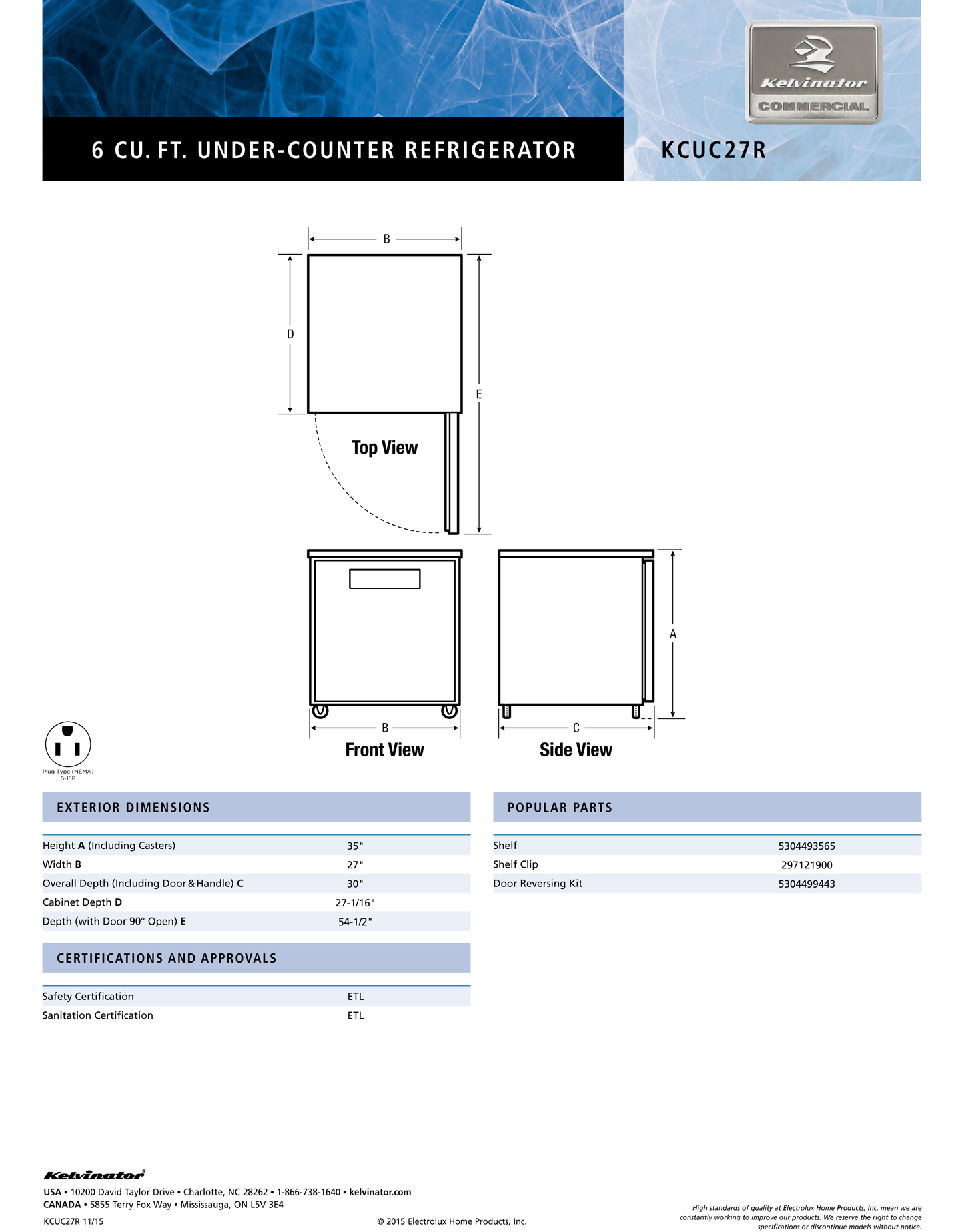 Undercounter Refrigerator 27"