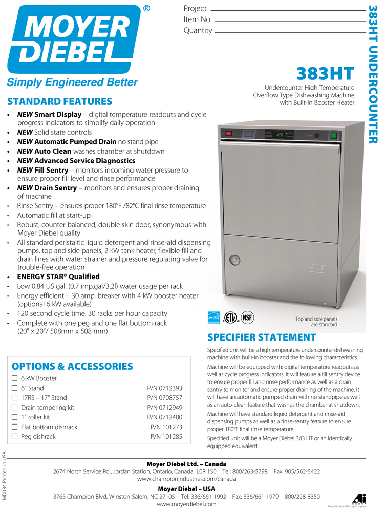 Undercounter Dishwasher