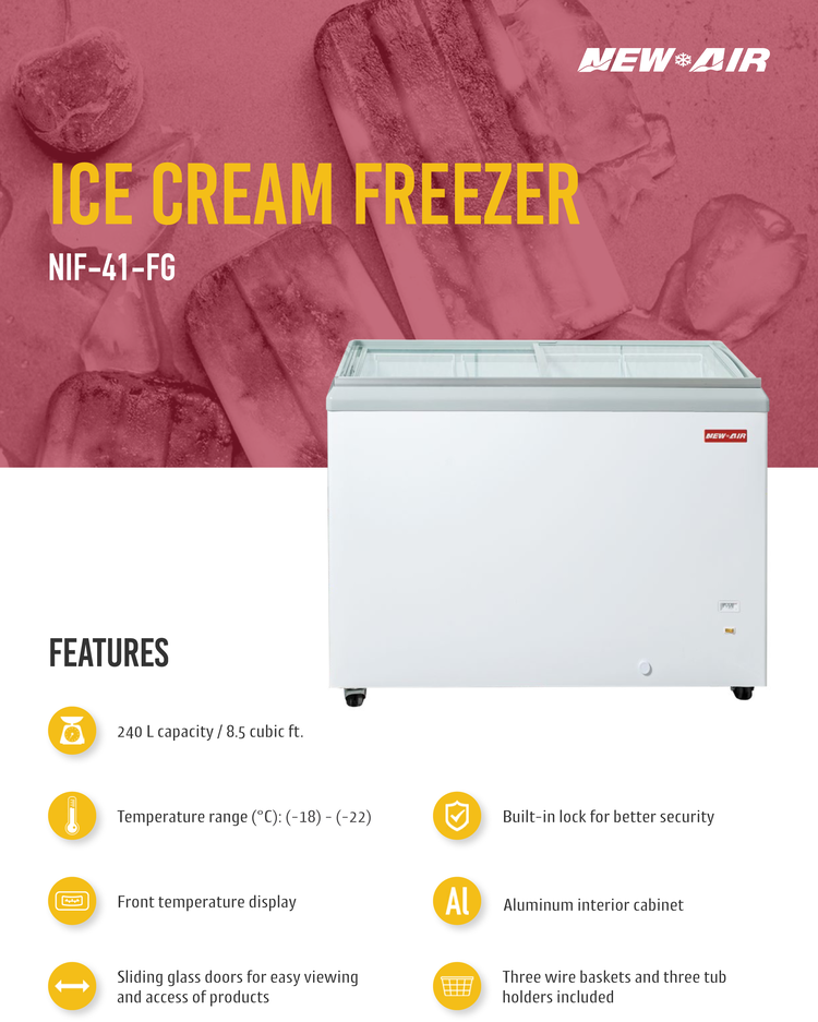 Flat Glass Freezer 41"