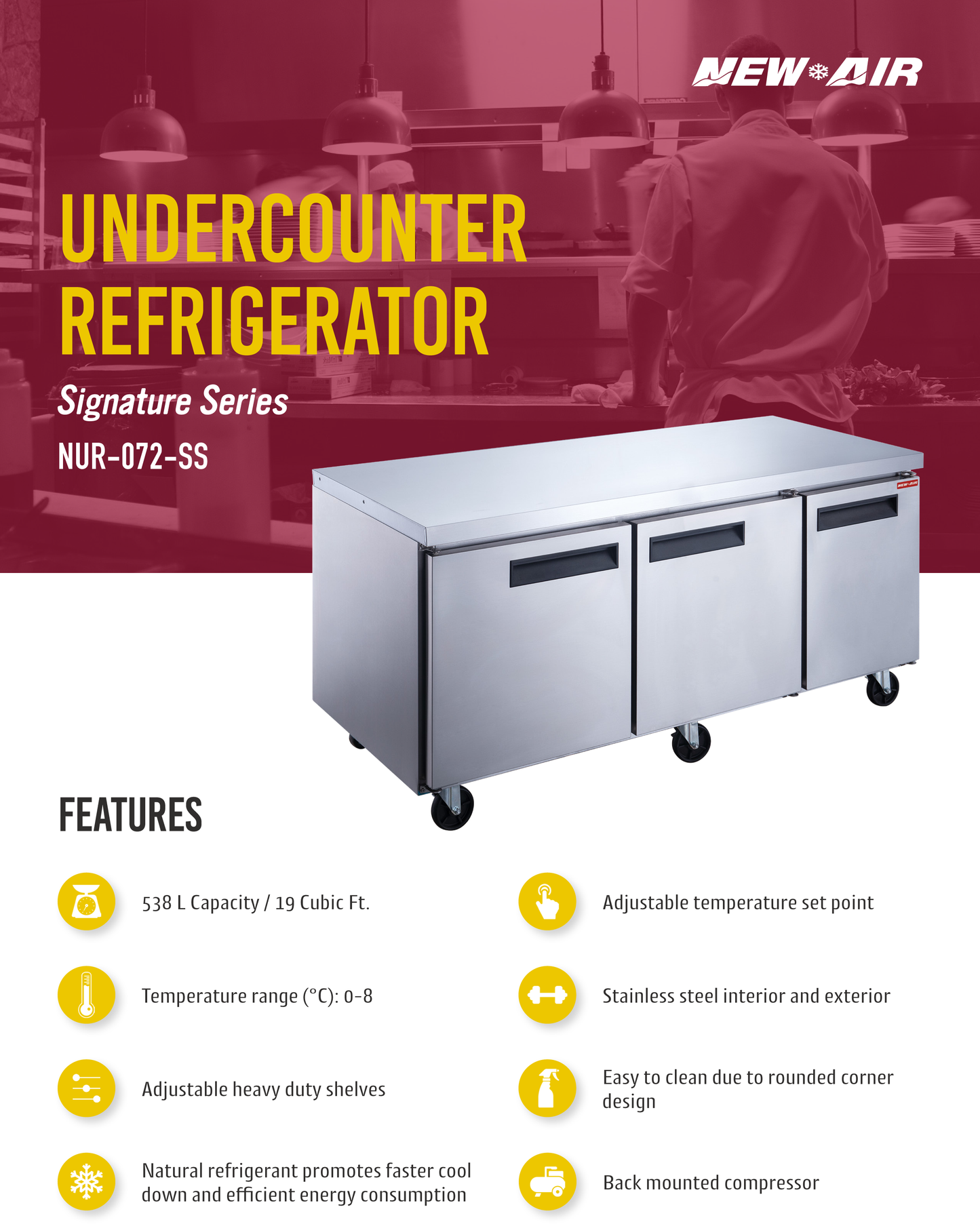 Undercounter Refrigerator 72"