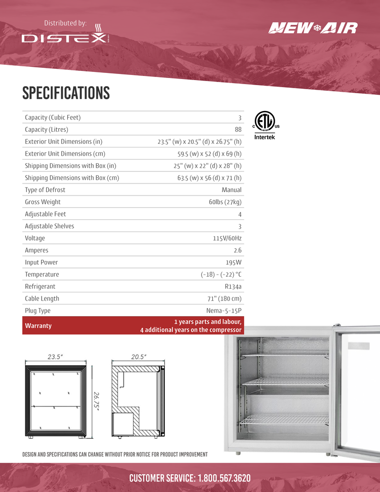 Countertop Freezer 23.5"