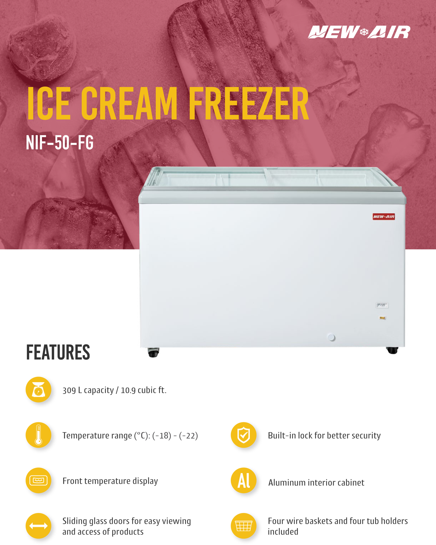 Flat Glass Freezer 50"