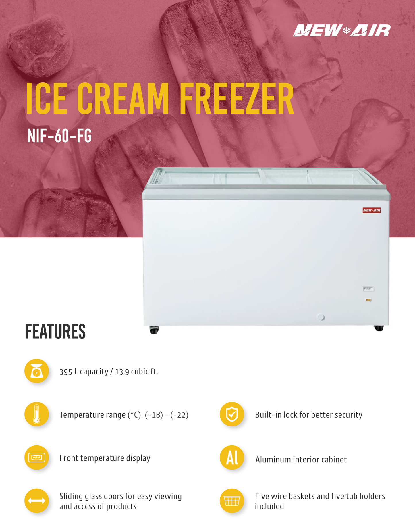 Flat Glass Freezer 60"