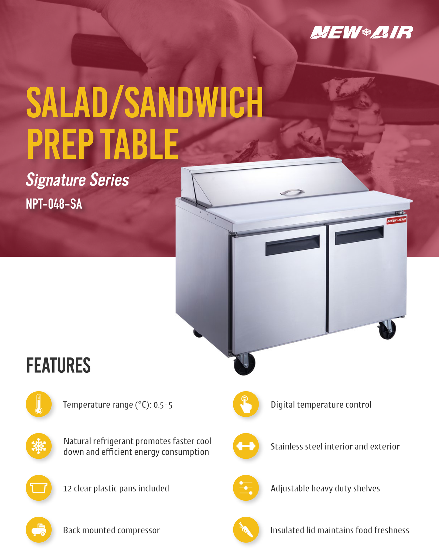 Salad/Sandwich Prep Table 48"