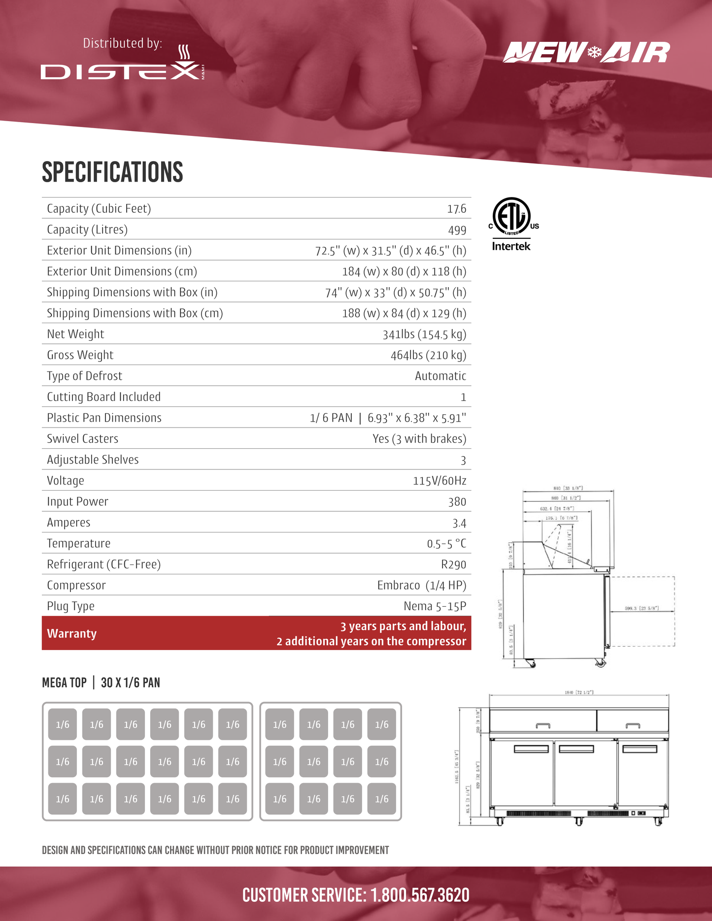 Mega Top Prep Table 72"