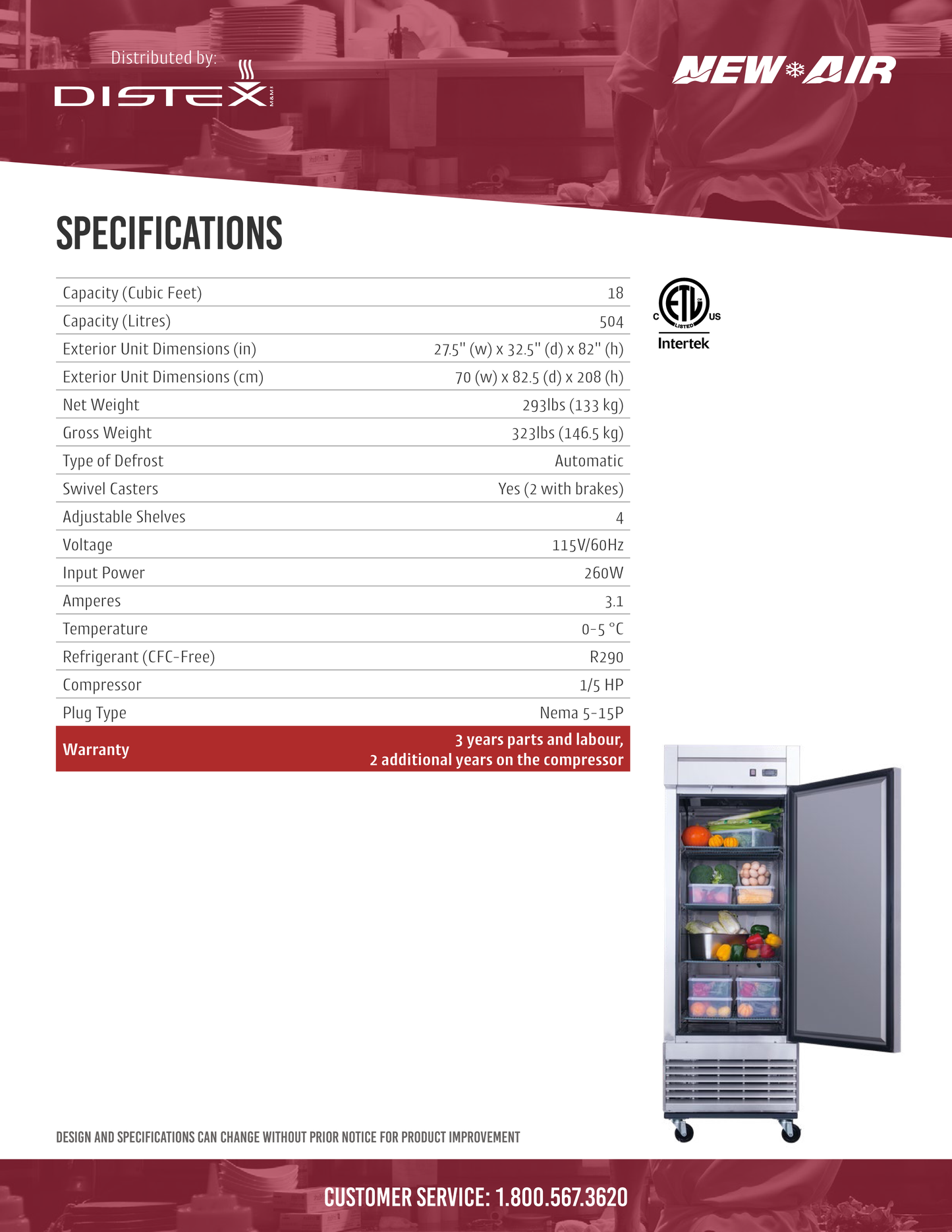 Reach-In Refrigerator 27.5"