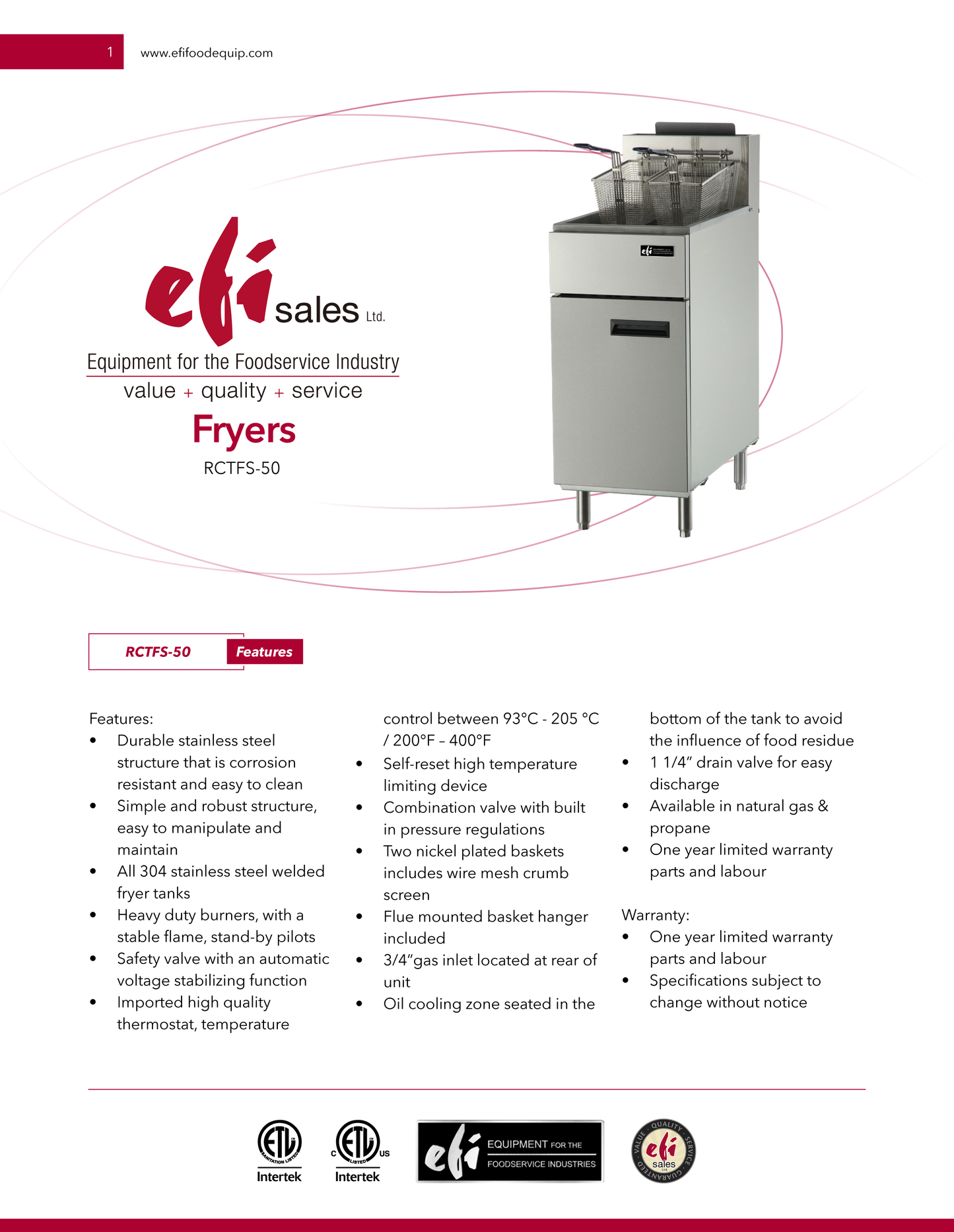 Gas Fryer 50 Lb