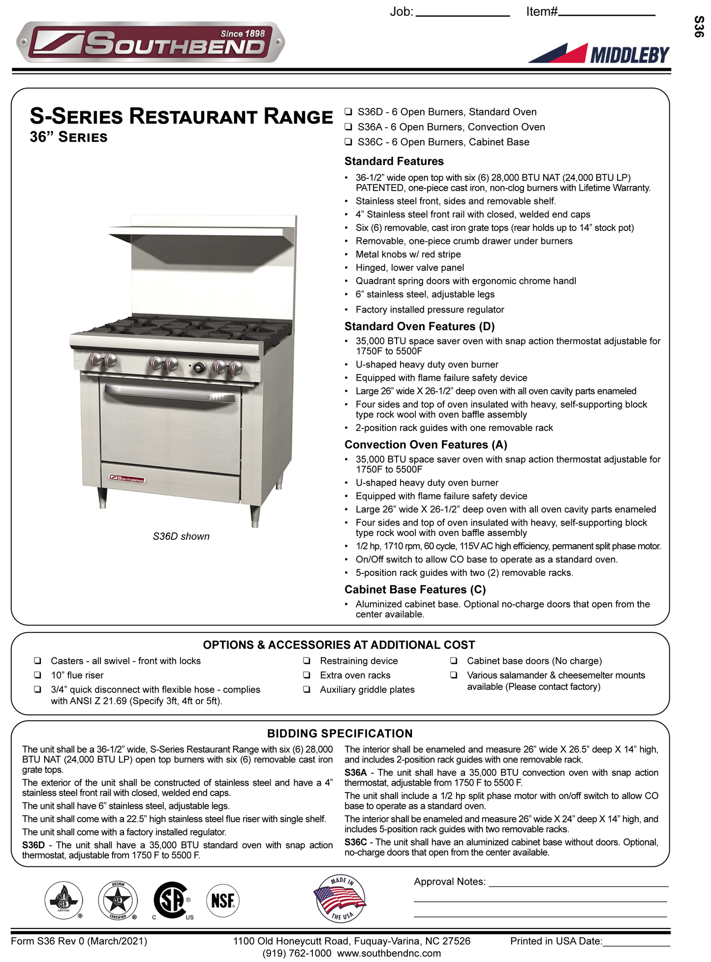 Gas Range 36"