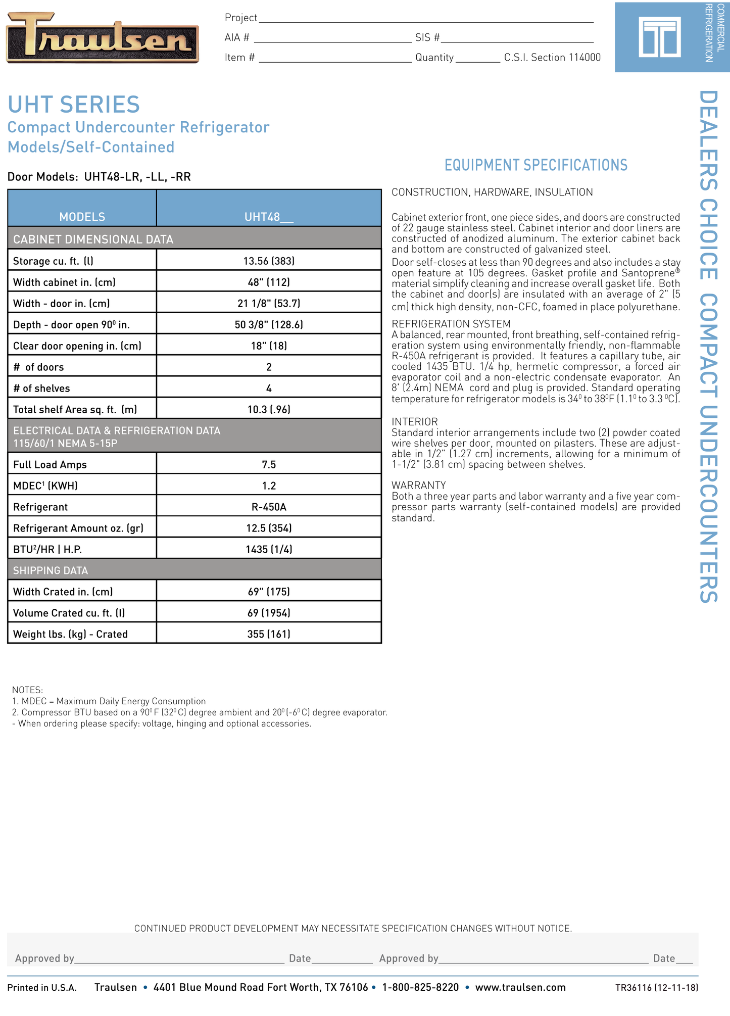 Undercounter Refrigerator 48"