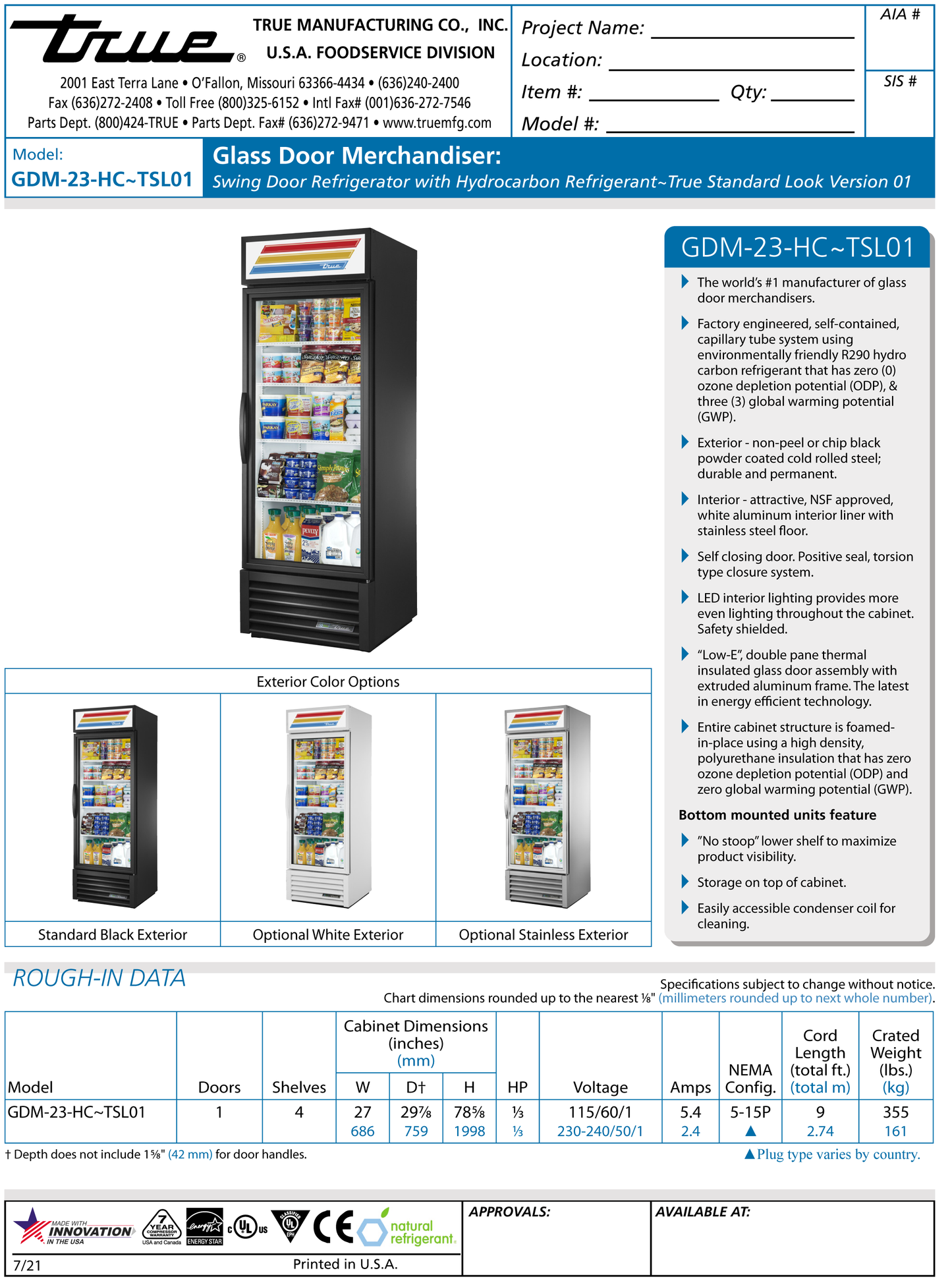 Merchandiser Refrigerator 27"