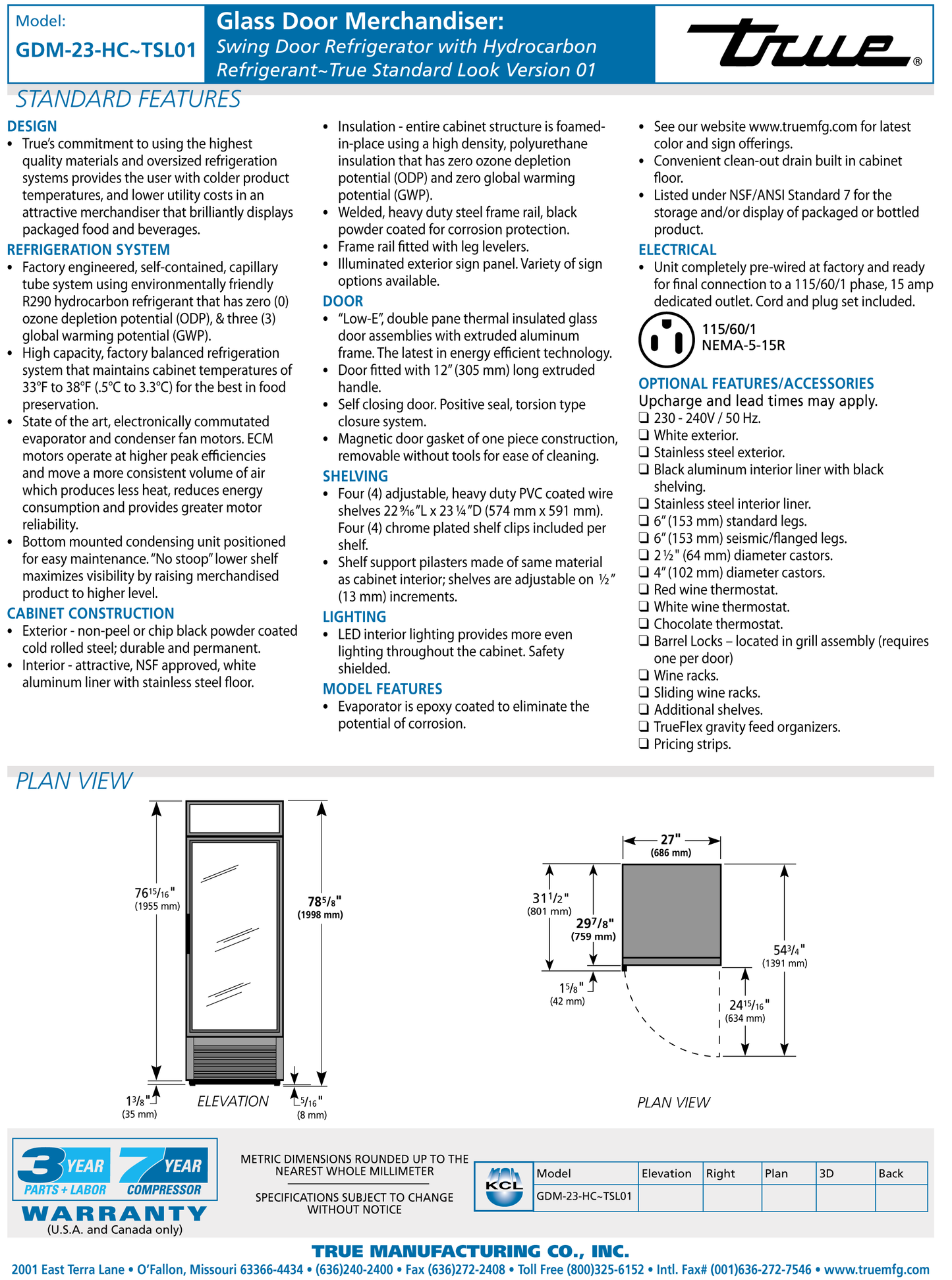 Merchandiser Refrigerator 27"