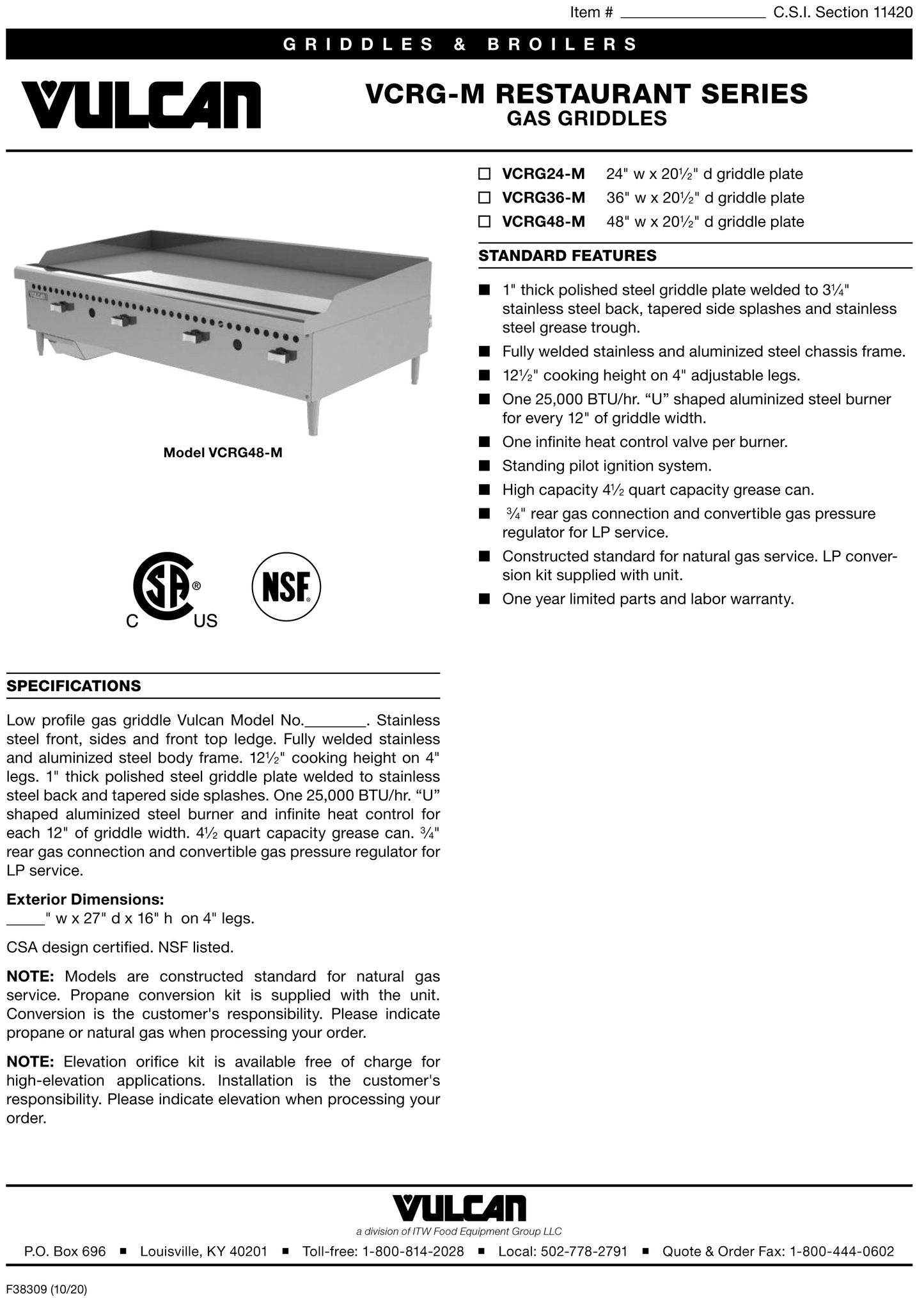 Manual Griddle 36"