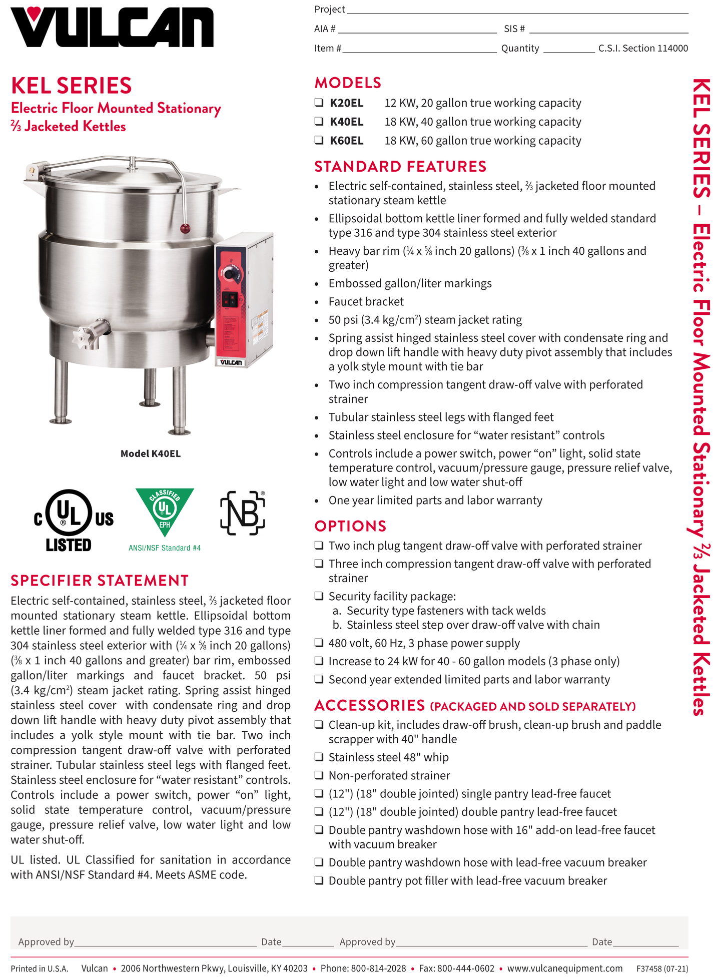 Steam Kettle Electric 20 Gal