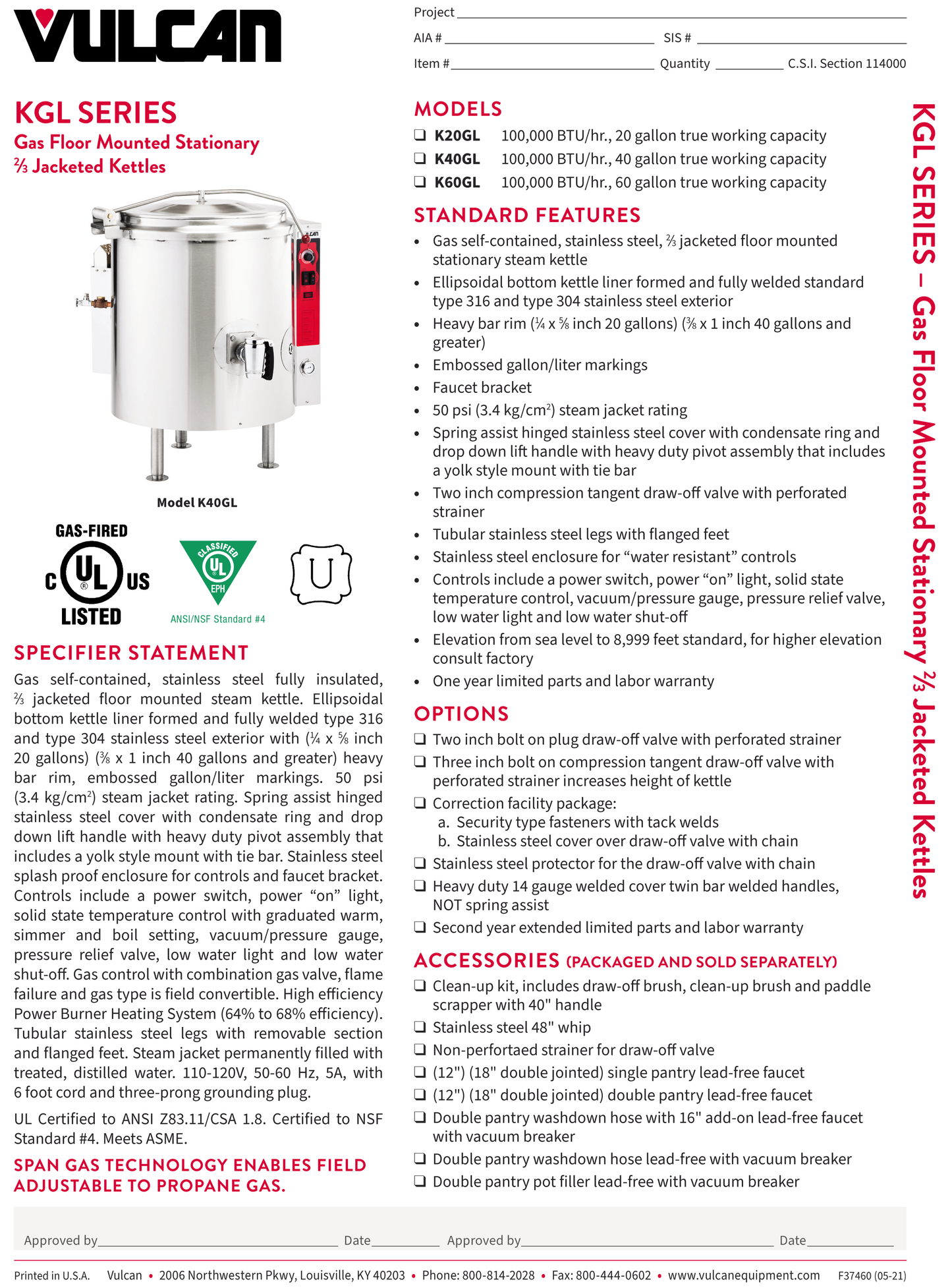 Steam Kettle Gas 20 Gal