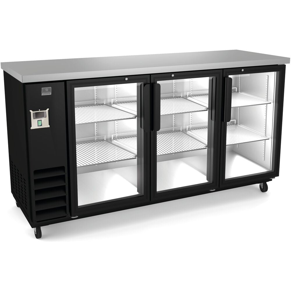 Glass Hinge Doors Back Bar 72"
