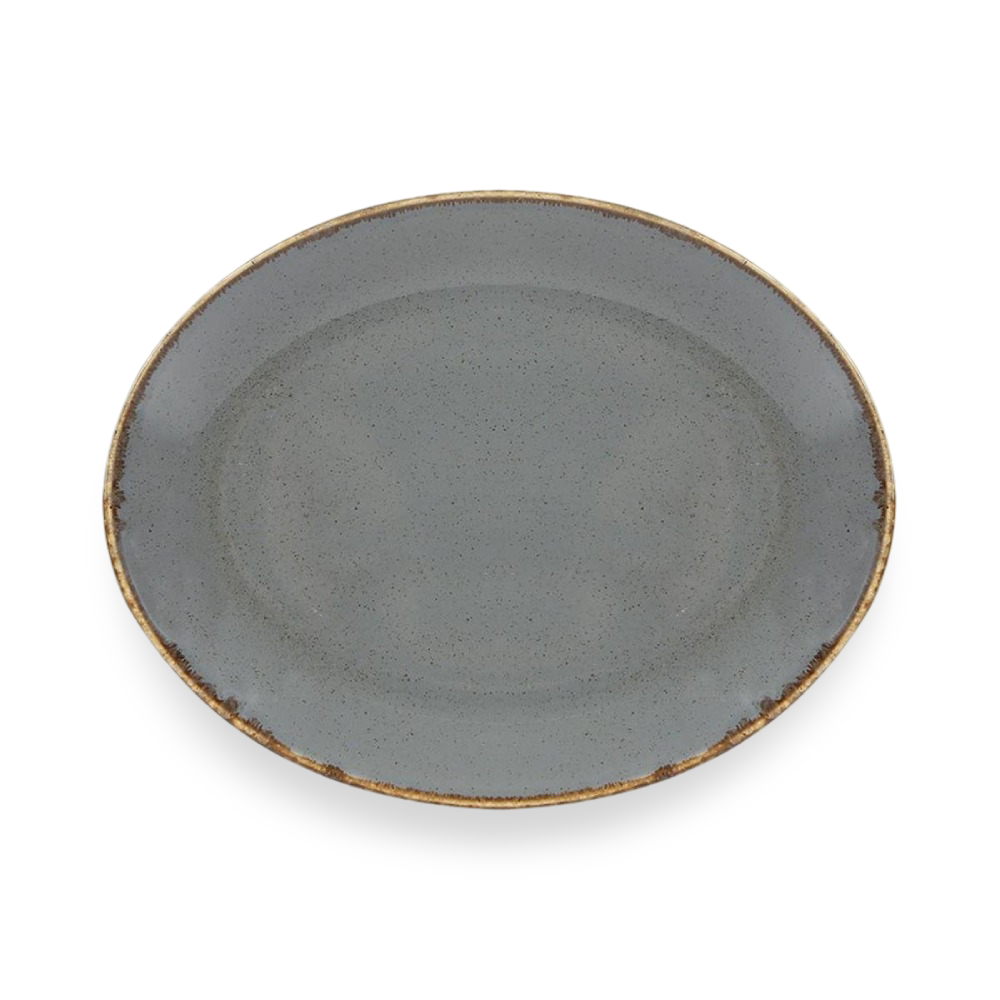 Dark Grey Oval Plates