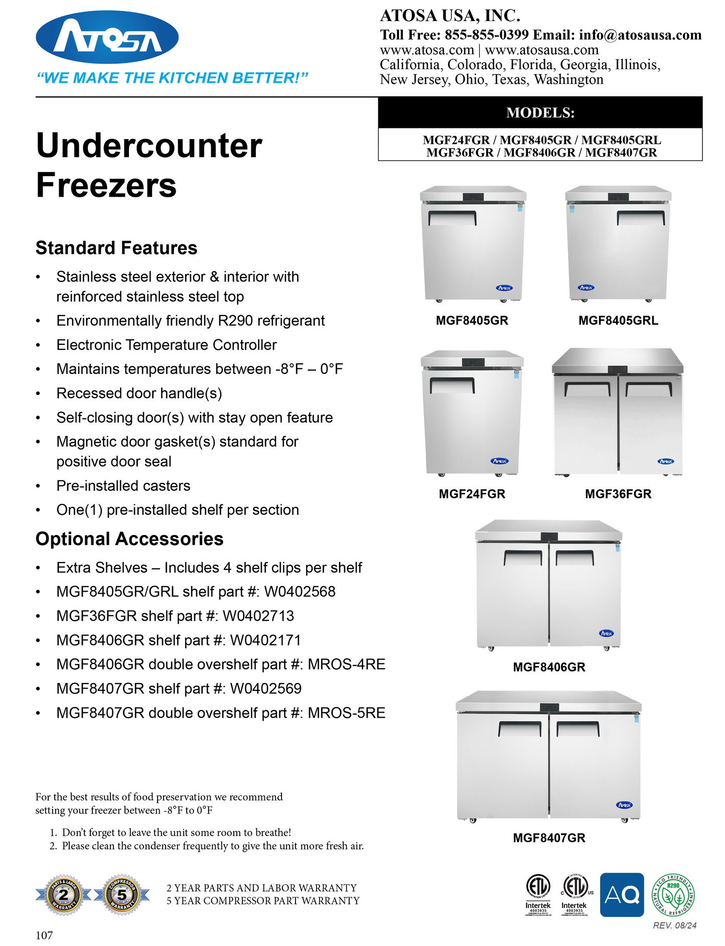 Undercounter Freezer 27"