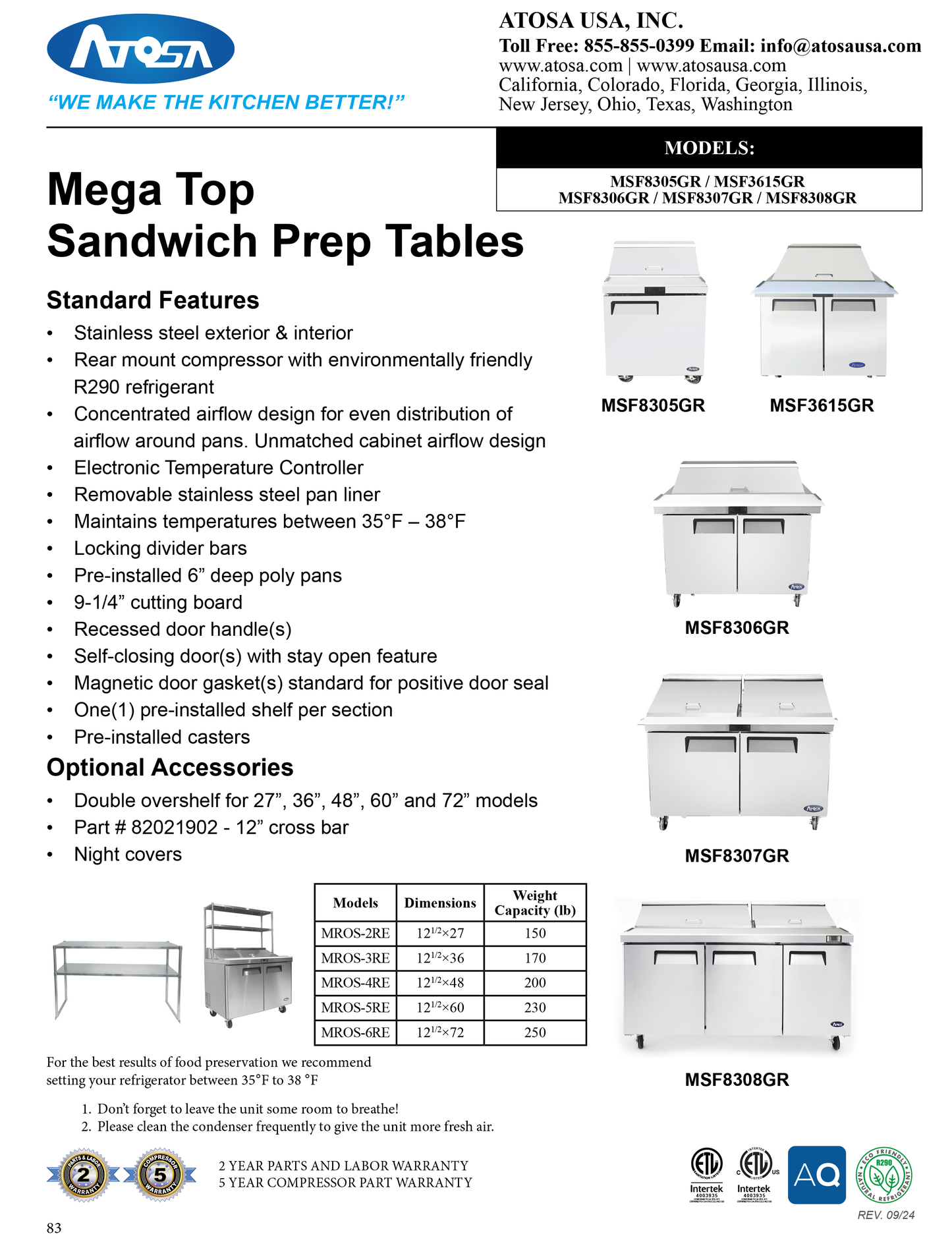 Mega Top Prep Table 60"