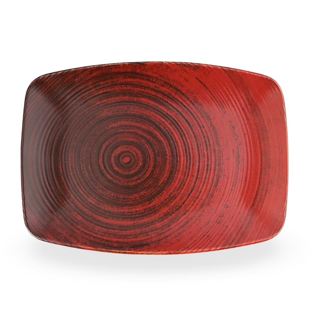 Red Rectangular Oval Plates
