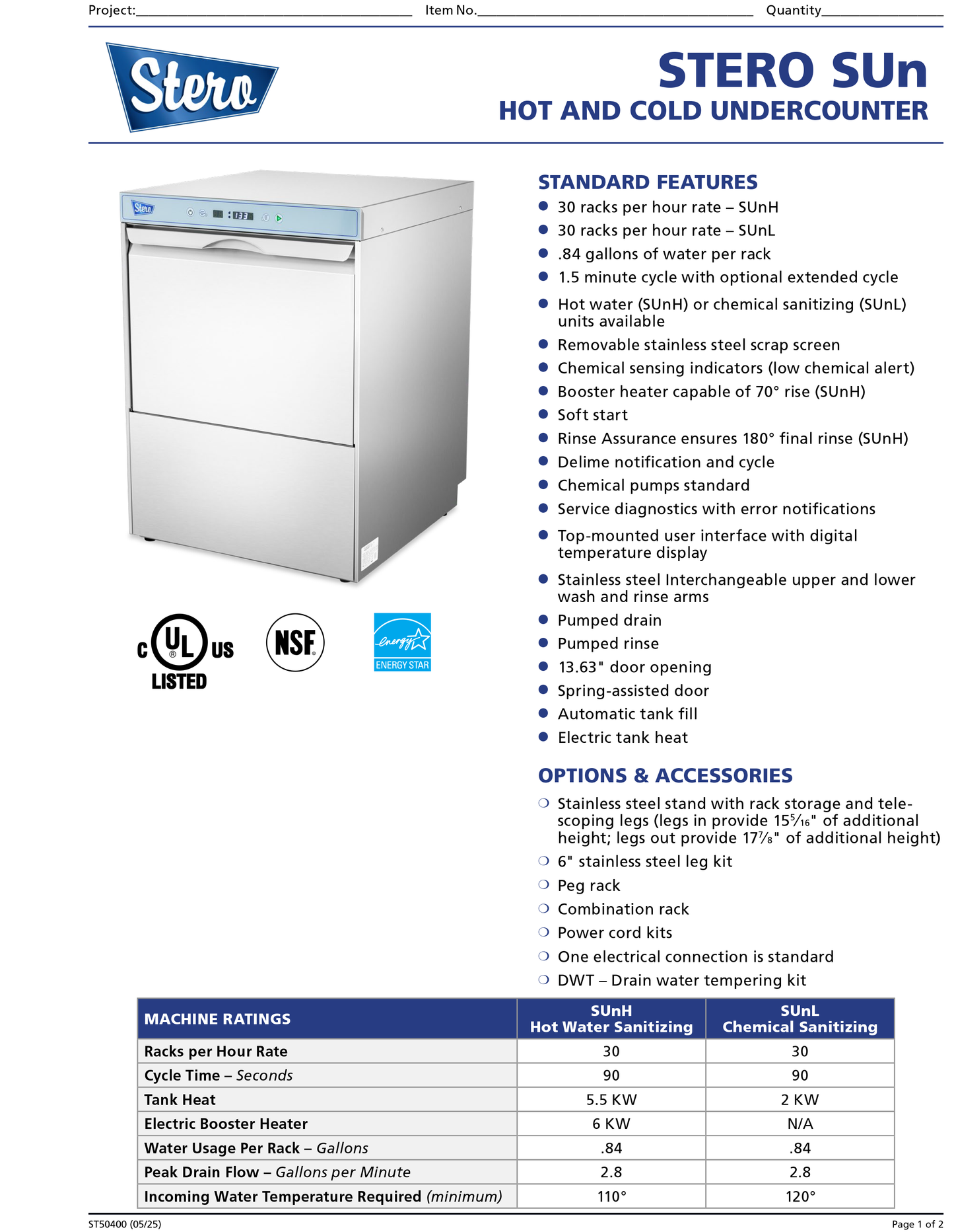 Undercounter Dishwasher
