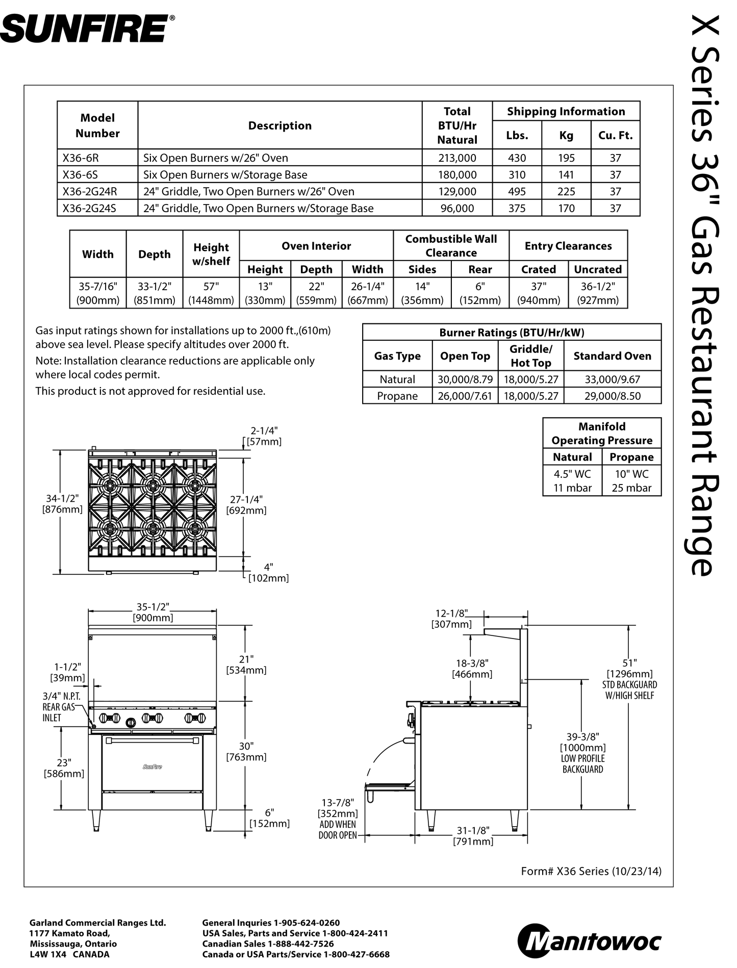 Range with 24" Griddle & 2 Burners