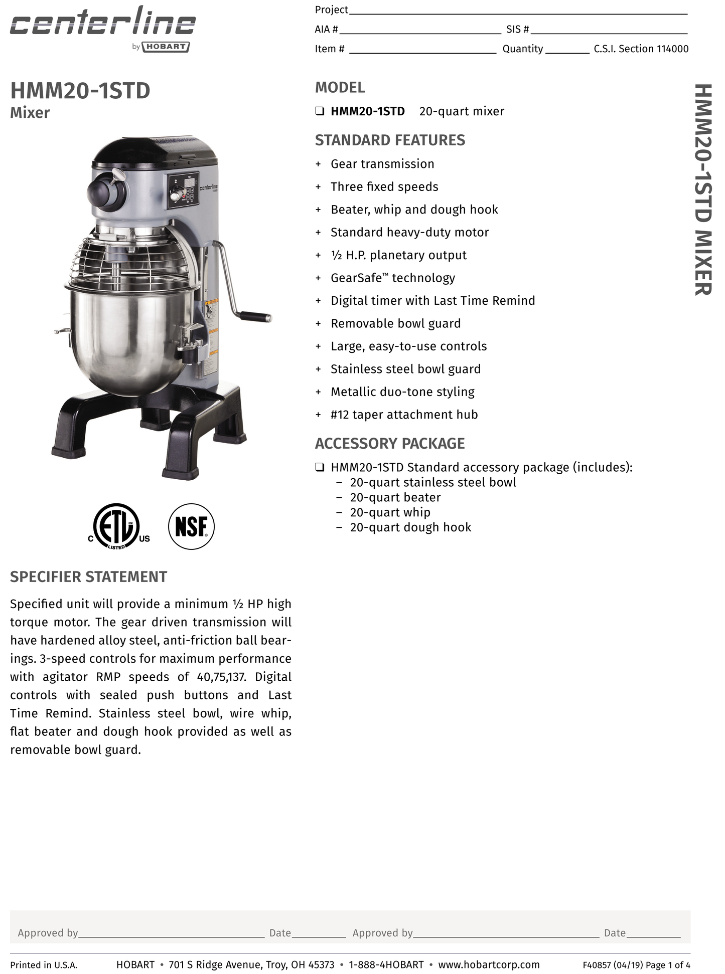 Mixer 20 QT