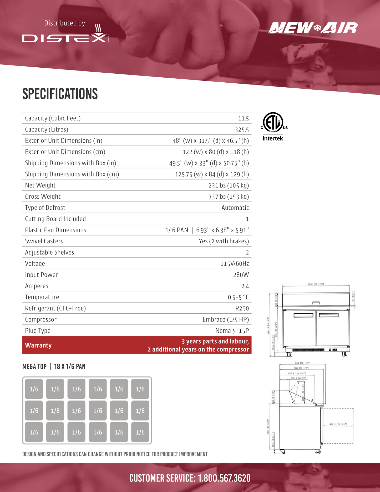 Mega Top Prep Table 48"