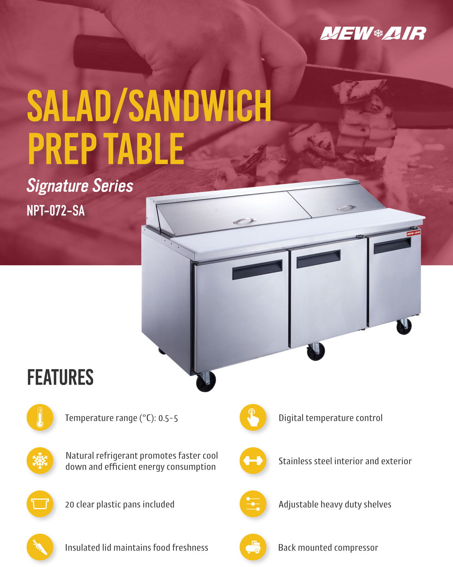 Salad/Sandwich Prep Table 72"