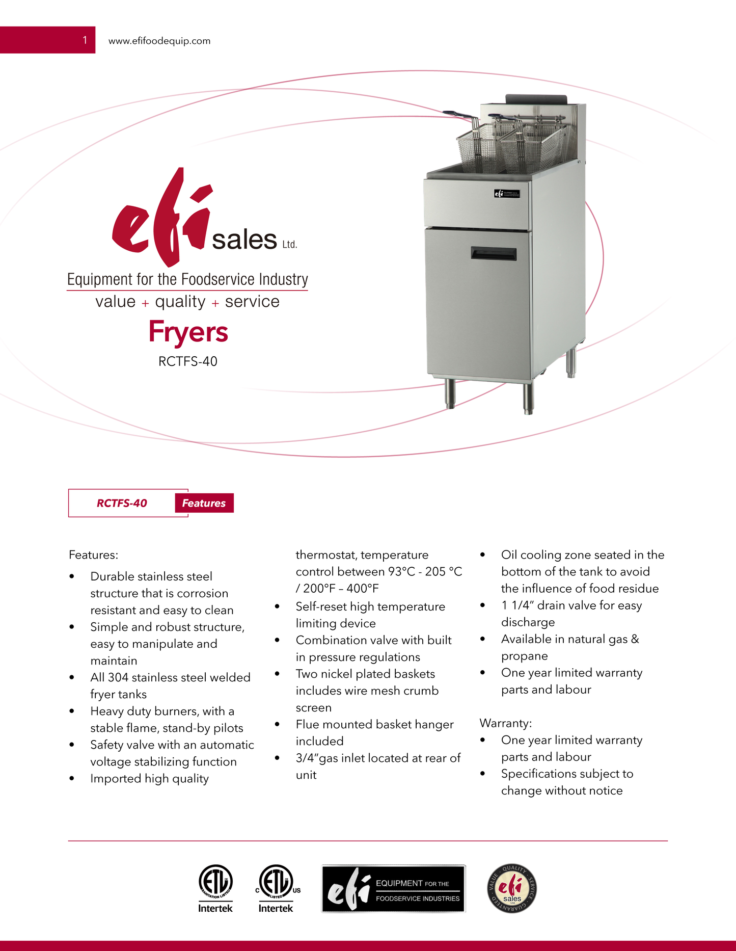 Gas Fryer 40 Lb