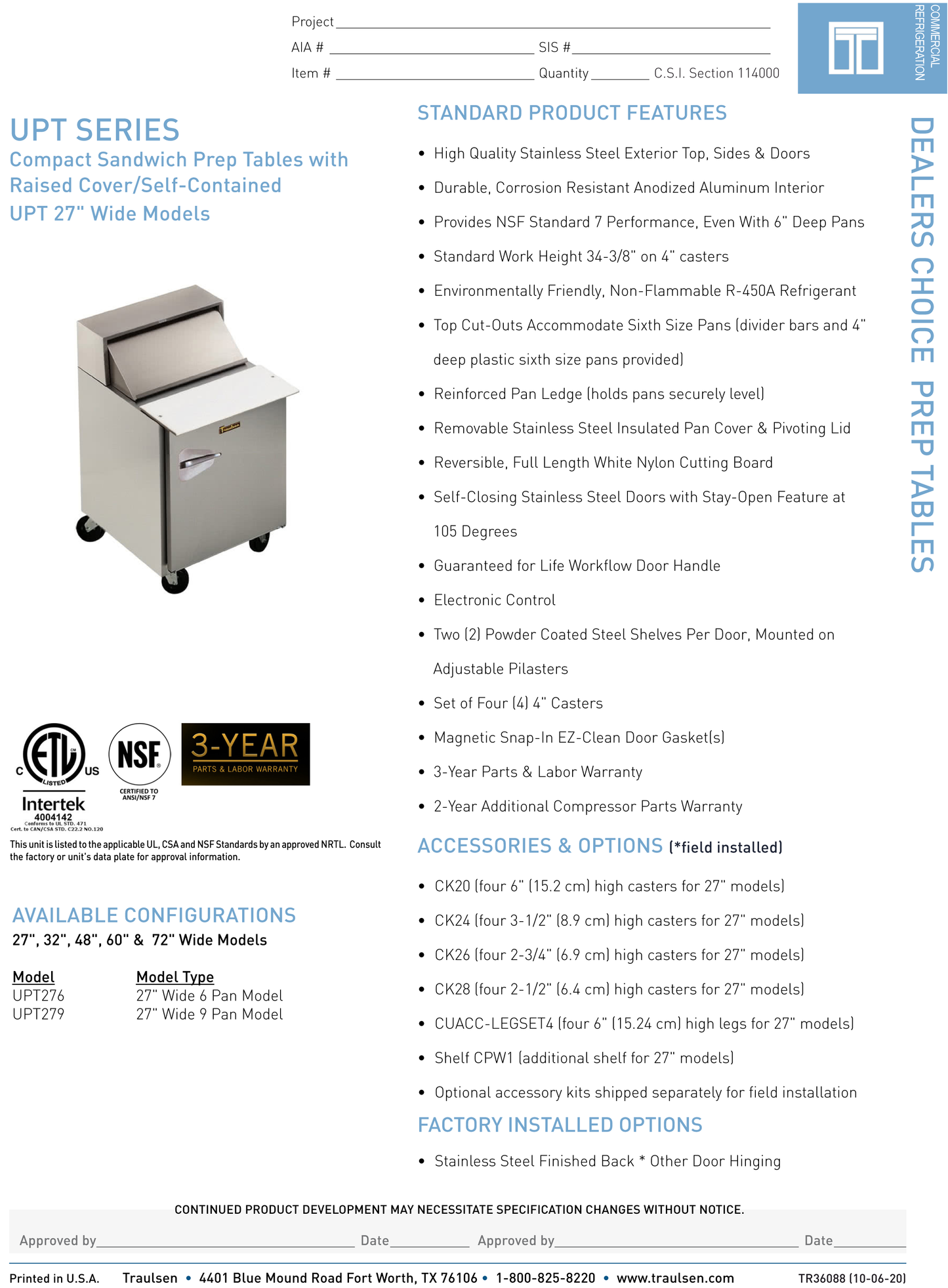 Salad/Sandwich Prep Table 27"