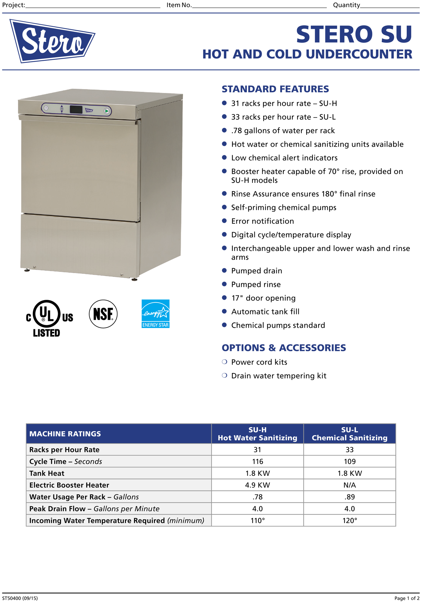 Undercounter Dishwasher