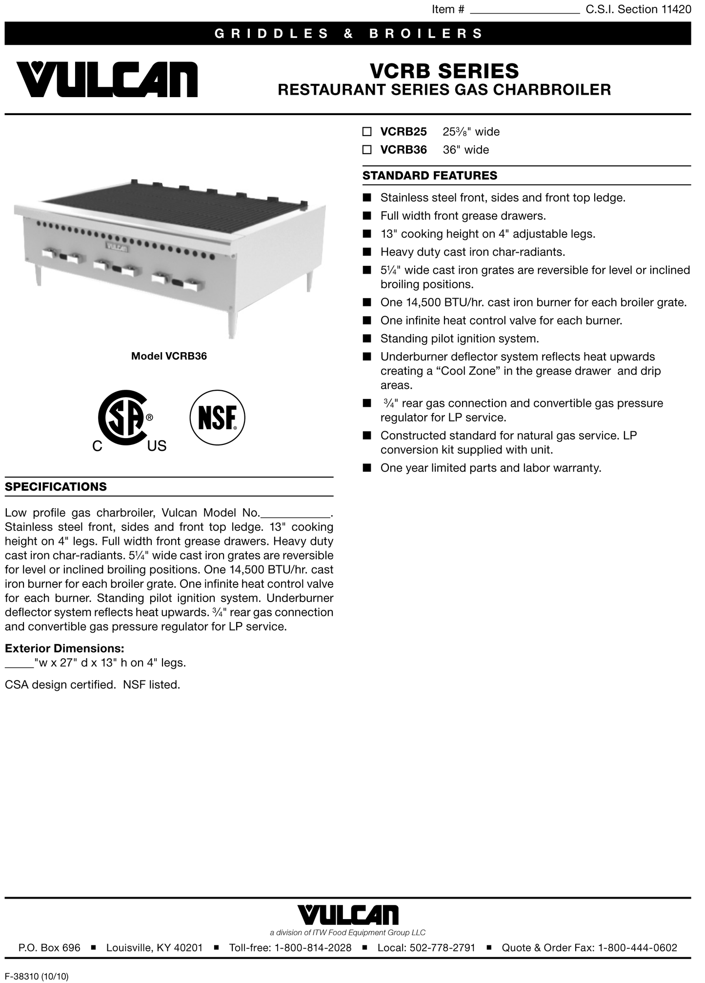 Radiant Charbroiler 36"