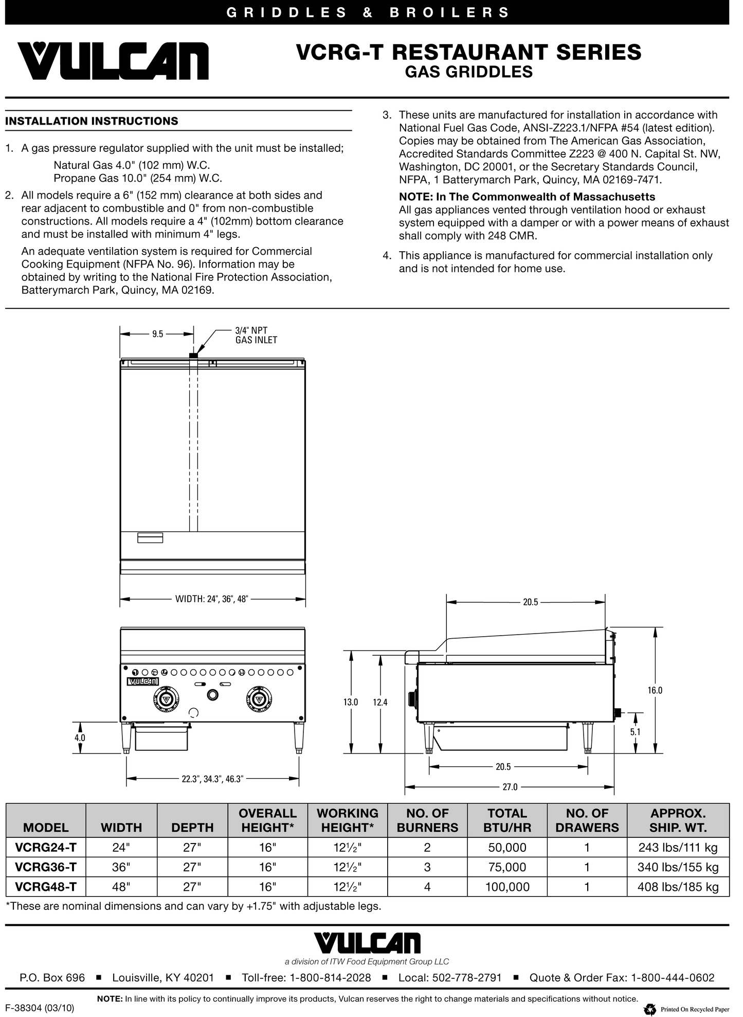 Thermostatic Griddle 24"