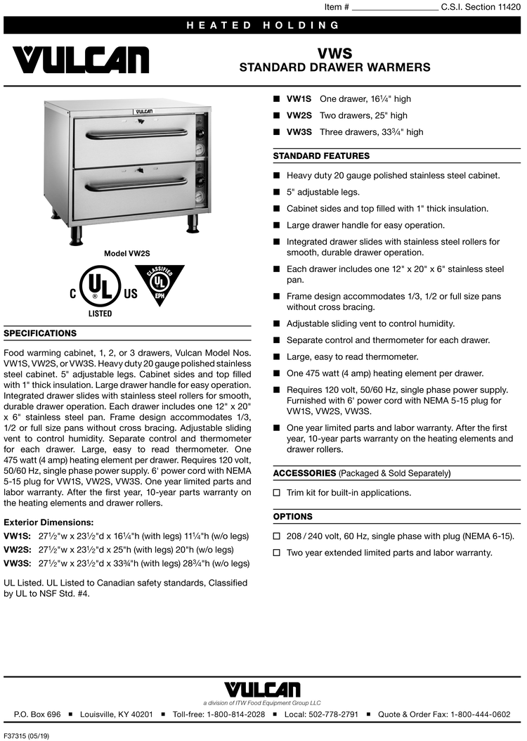Electric Food Warming Drawers